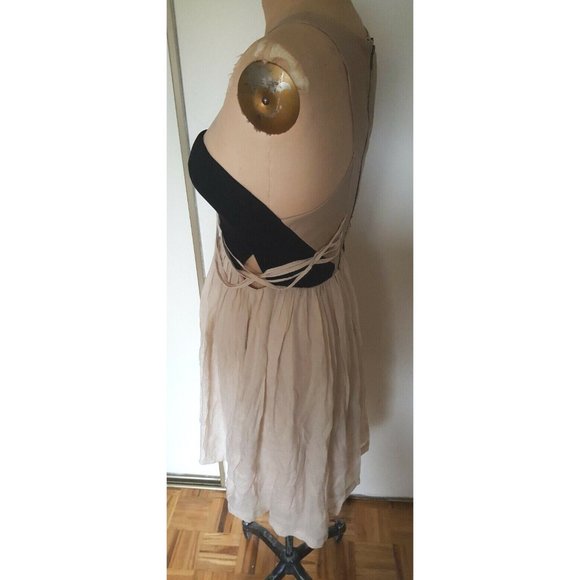 Blessed are the meek black taupe side back bodice  cutouts summer dress M (3) - Picture 4 of 13